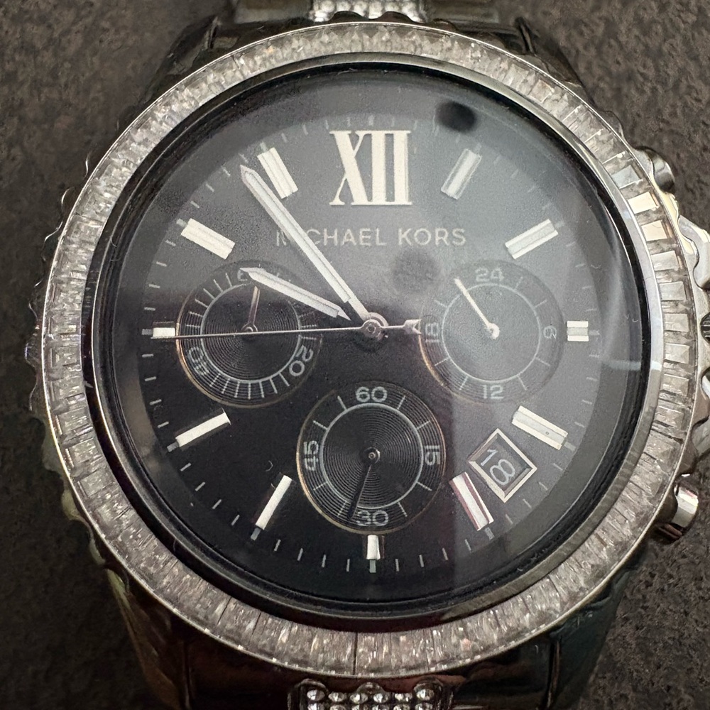 Micheal Kors Dark steal Watch with Crystal Accents
